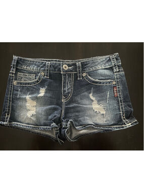 Women's Silver Jeans Frances Distressed Jean Shorts Size 30 Blue